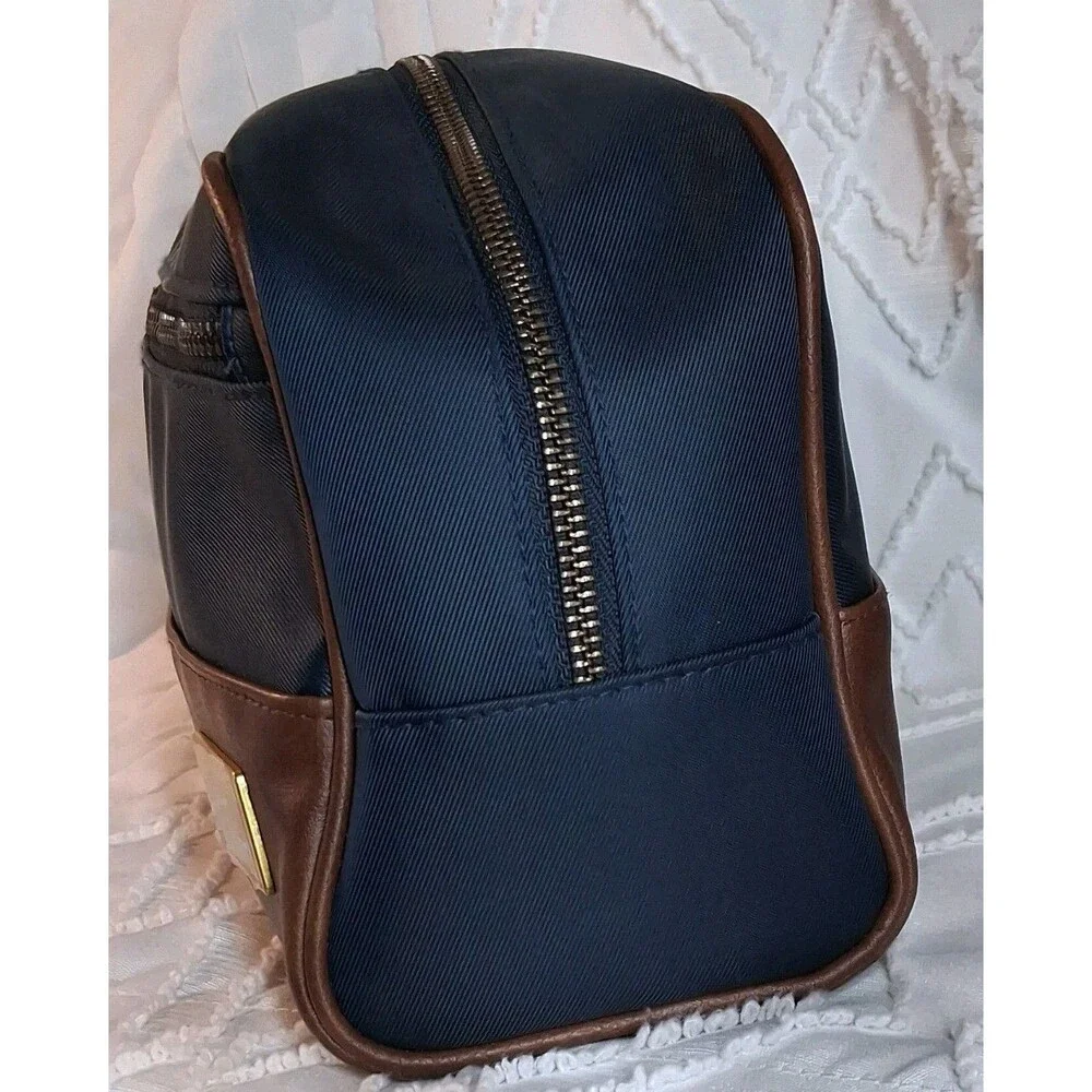 Tommy Bahama Men Blue Toiletry Shaving Travel Bag Leather Nylon Resort Vacation
